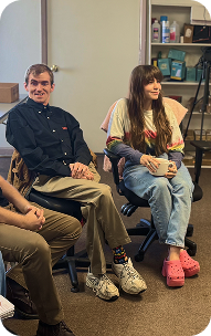 Man and woman in classroom